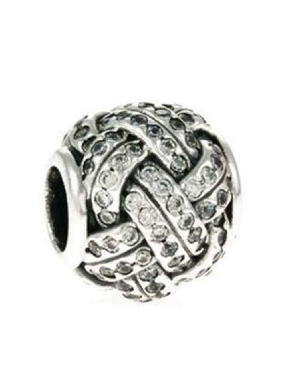 Auth. Retired Pandora Sterling Silver Sparkling Love Knot Clear CZ Charm